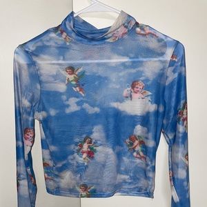 Long sleeve mesh top